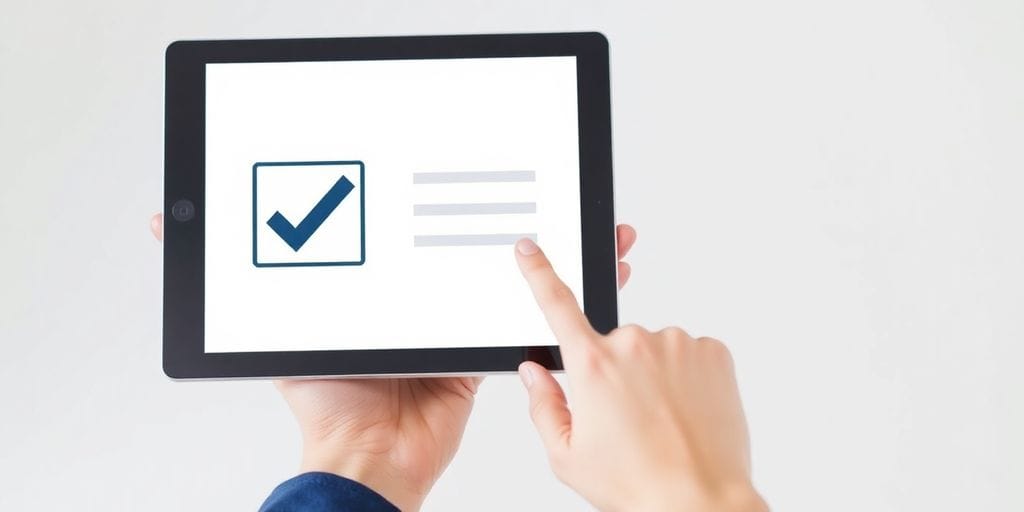 person approving leave on a digital device.